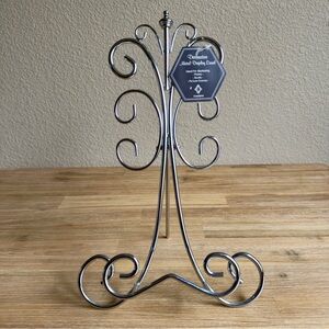 14” Decorative Metal Display Easel Scroll Design Silver Color Plates Books Pics